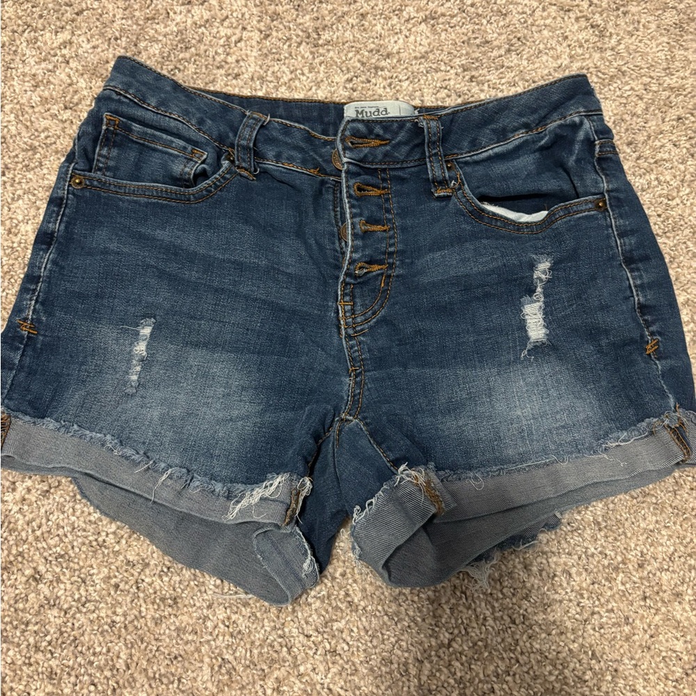 Mudd Blue Jean Shorts High-Waisted Cuffed